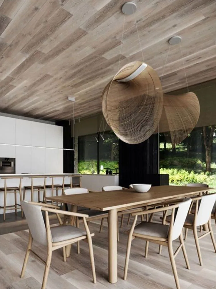 

Nordic Minimalist Wooden Led Pendant Lights Designer Art Lustre for Living Room Dinning Room Cafe Bar Light Bedroom Hanging Lamp