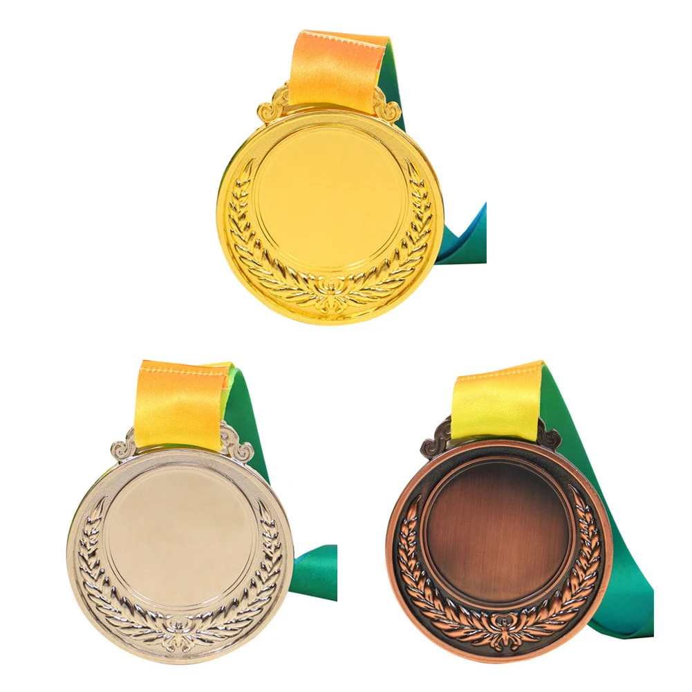 5.2cm Gold/Silver/Bronze Medal Set Award Medals with Neck Ribbon Sports Rewards Competition Awards for Carnival Party