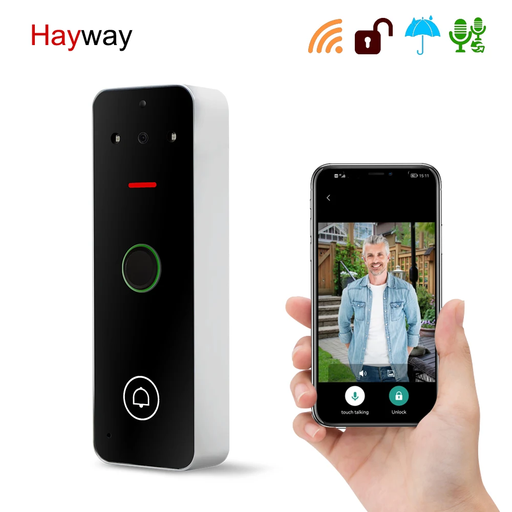 Hayway Szikratávirát WIFI videó Csengő tuya videó Port telefont haza videó Házi telefon camer IP65 Vízhatlan esőköpény Daktiloszkópia unlocking