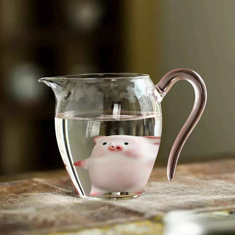1pc Bubbling Tea Pet Piggy Cartoon Ceramic Tea Cup Little Pig Spit Bubbles Water Mug Funny Gift Home Decoration Tea Accessories