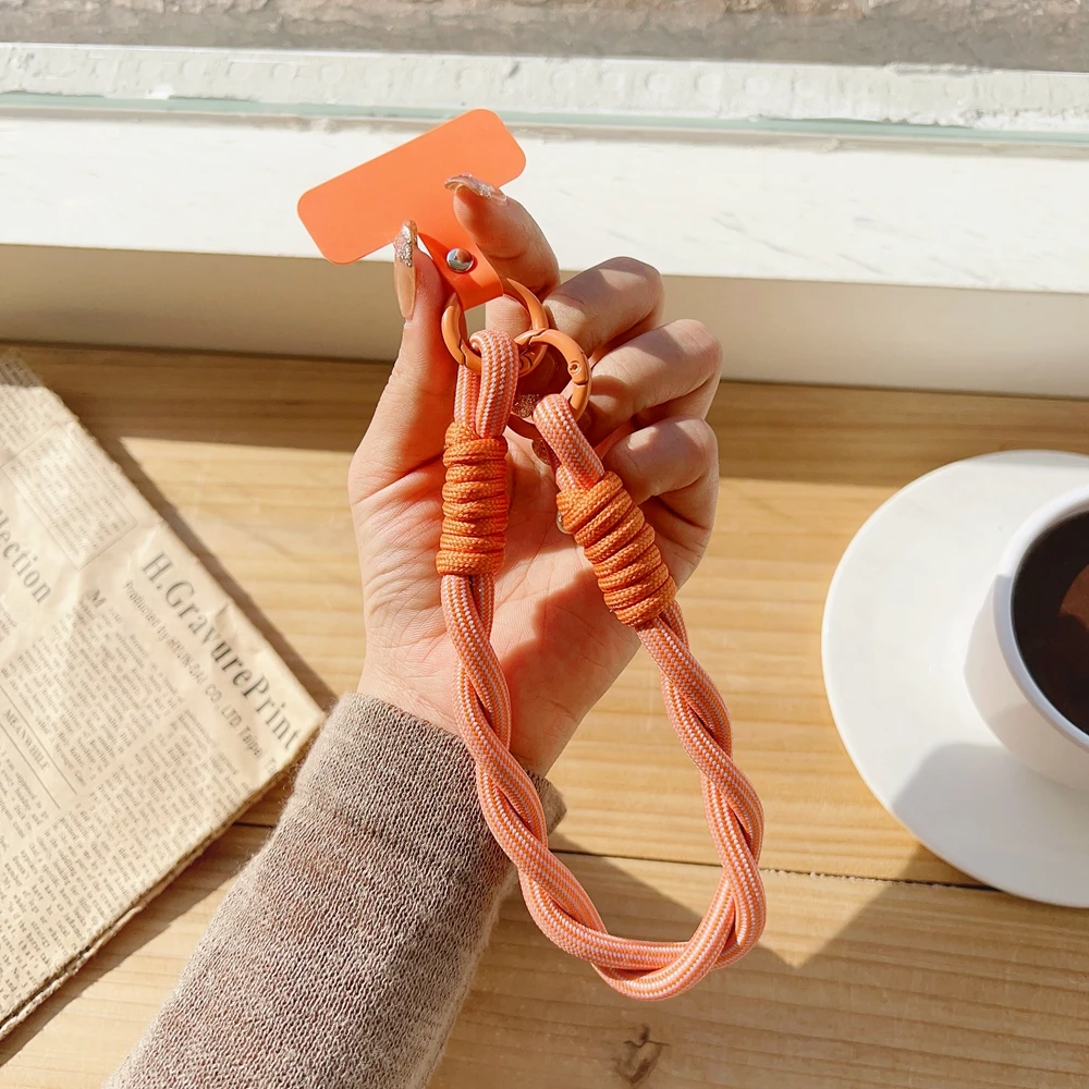 Korea Universal Geflochtene Handy Kurze Lanyard Strap Hängende Kette Ring Schnur mit Patch Handgelenk Strap Handy Abnehmbare – Detail 14
