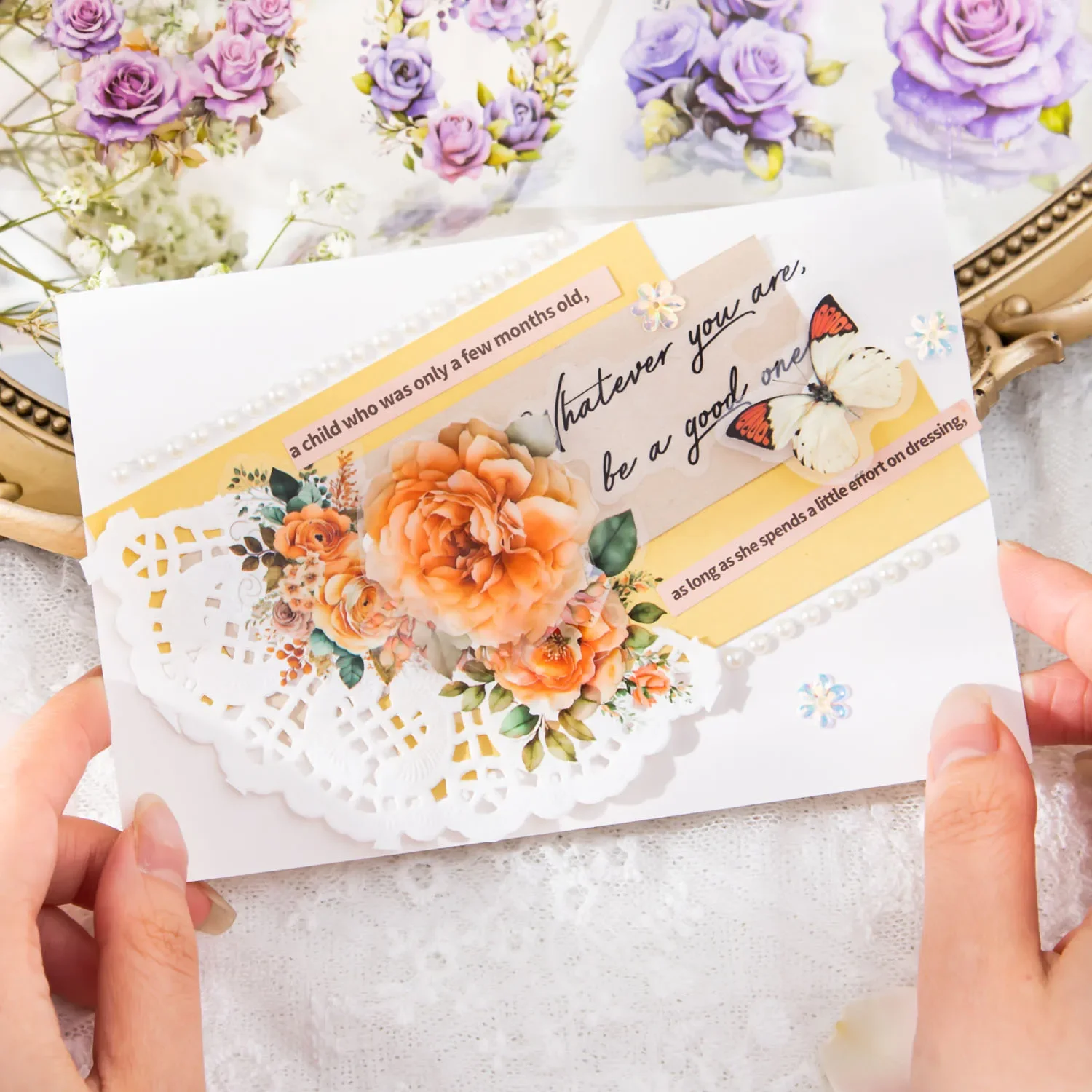 Adhesive Tape 50mm*2m Floral Stickers for Scrapbook Journal DIY