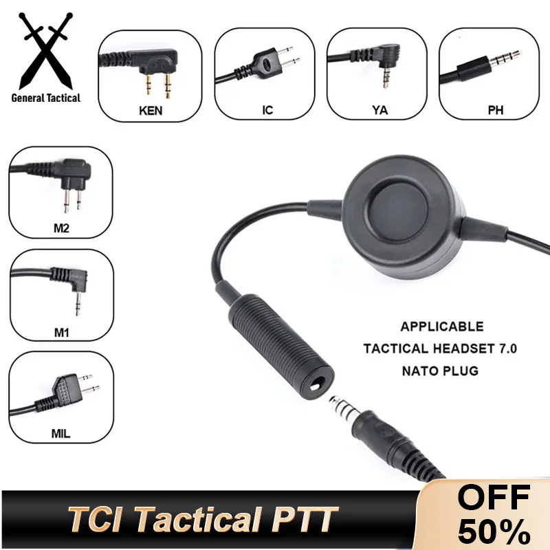 Tci tactical pttプッシュツートークボタン、walkie-talkie