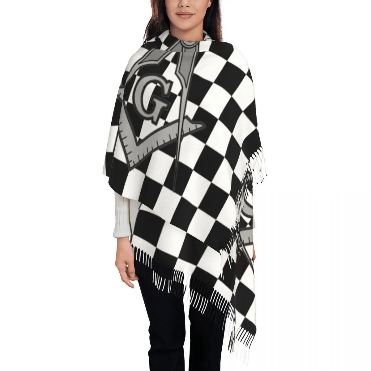 

Customized Print Freemason Square And Compass Masonic Scarf Men Women Winter Fall Warm Scarves Mason Shawl Wrap