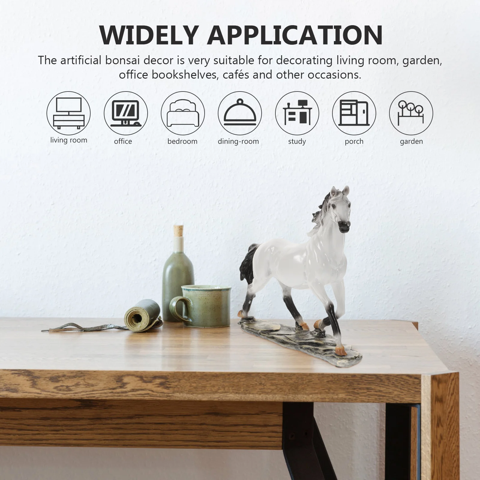 

Imikeya Vintage Decor Horse Figurine Collectible Home Office Tabletop Ornaments White Statue Chinese