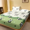 1 Cartoon Cute Plant Flower panda printed matte Fitted Sheet, bedroom printed bed cover, bedding (excluding pillowcases) 1