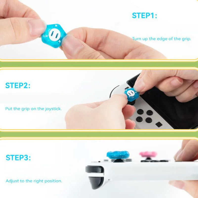 귀여운 블링 꽃 실리콘 소프트 엄지 스틱 그립 캡 조이스틱 커버 스위치 2/NS Oled/Lite Joy-con 반짝이 썸 스틱 케이스