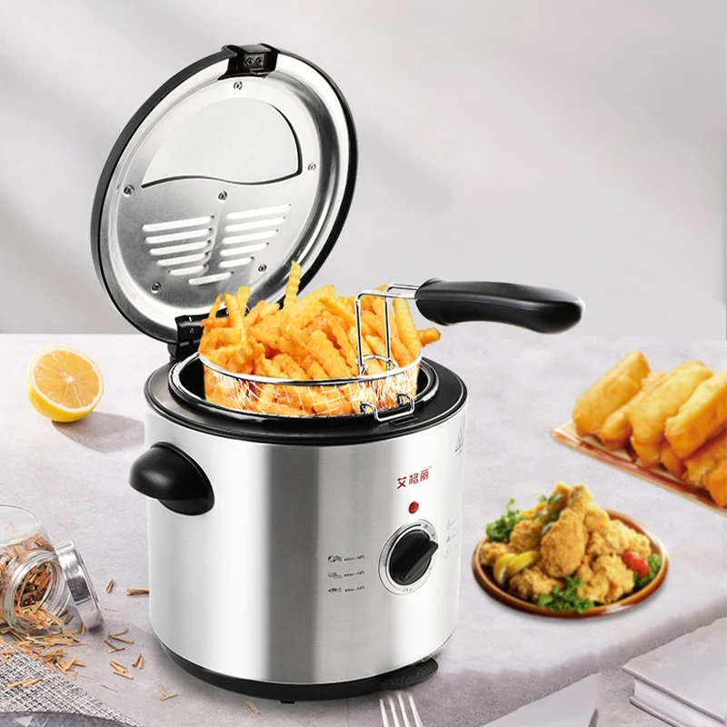 Electric fryer Mini fryer Household small round French fries machine fried chicken wings fryer constant temperature frying stove 6