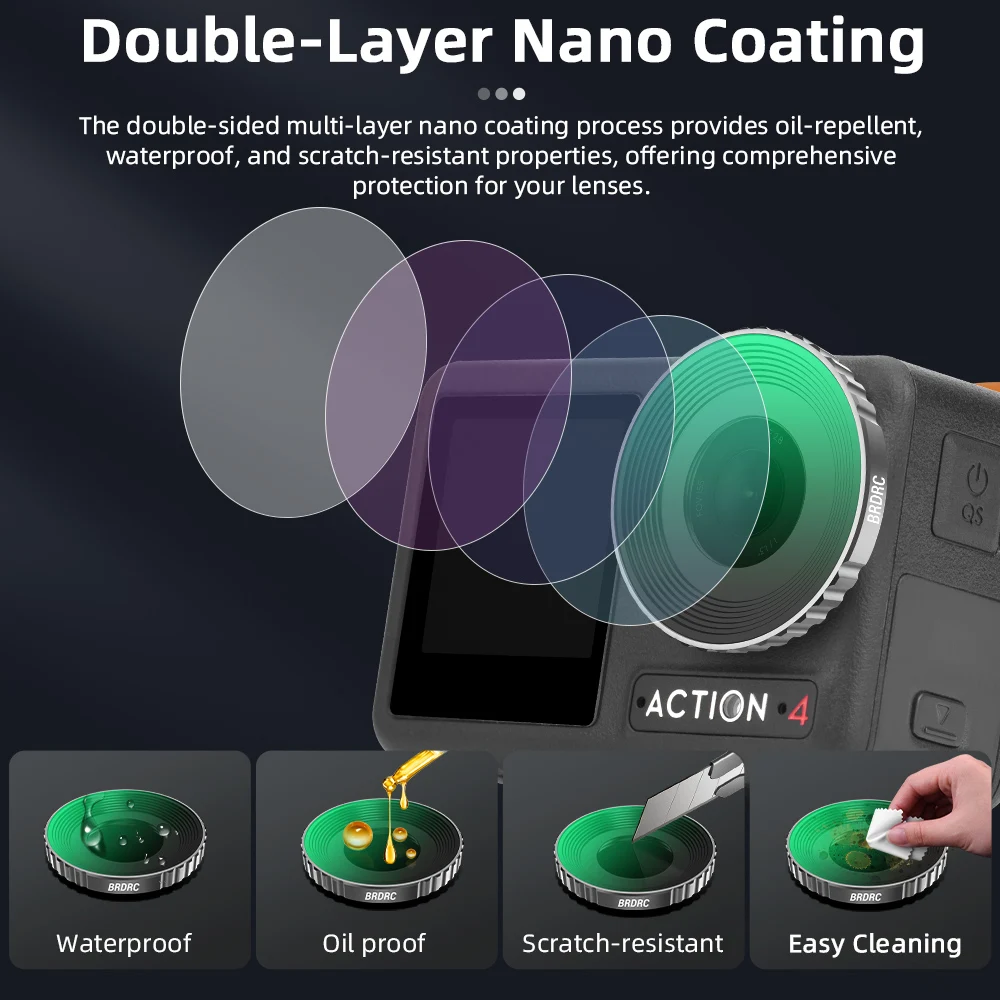 Description Picture 4 of itemBRDRC CPL ND8 ND16 ND32 Lens Filter Set Aluminium Alloy Frame for DJI OSMO Action 5 Pro/4/3 ND UV Lens Action Camera Accessories