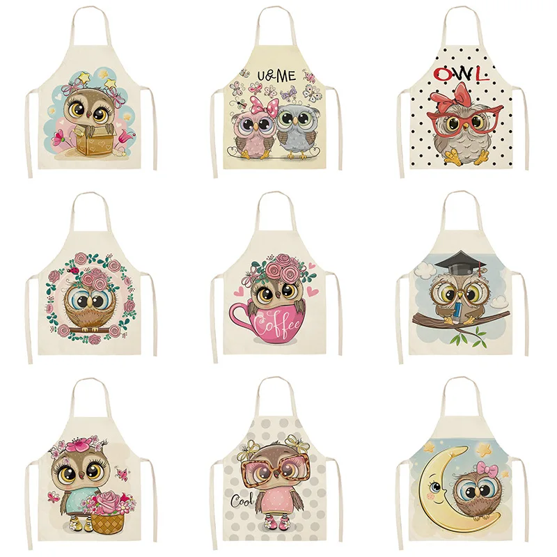 

Новый Кухонный Фартук, Детские фартуки с мультяшной совой, фартук для барбекю для женщин, кухонная утварь для выпечки, Мультяшные инструменты для уборки дома