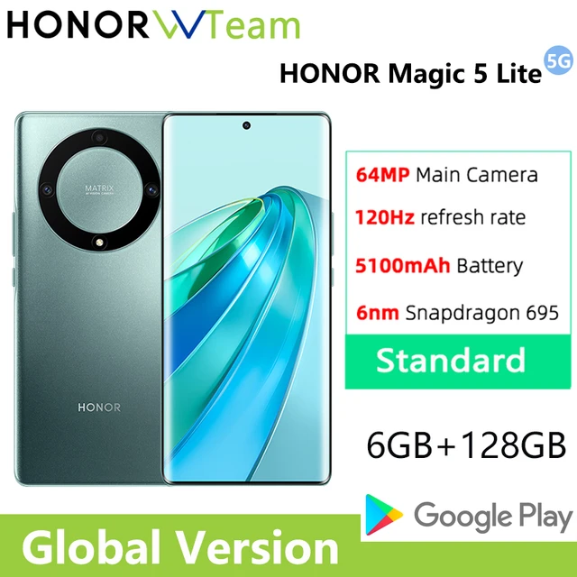 HONOR-Teléfono Móvil Inteligente Magic 5 Lite versión Global, Smartphone 5G  con Pantalla AMOLED de 6