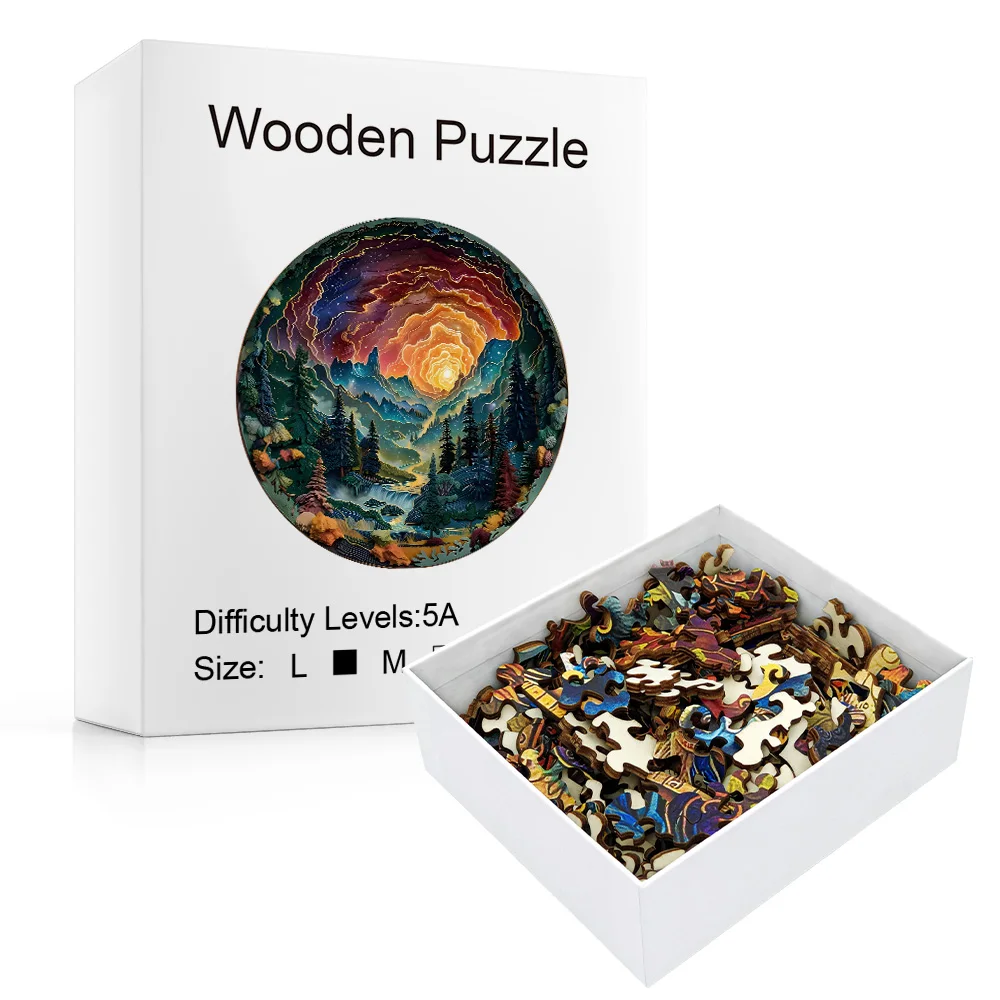 Sunset Forest Puzzle - Unique Wooden Puzzle, Suitable for Family Game Nights, Perfect Christmas, Halloween, Birthday Gifts 2