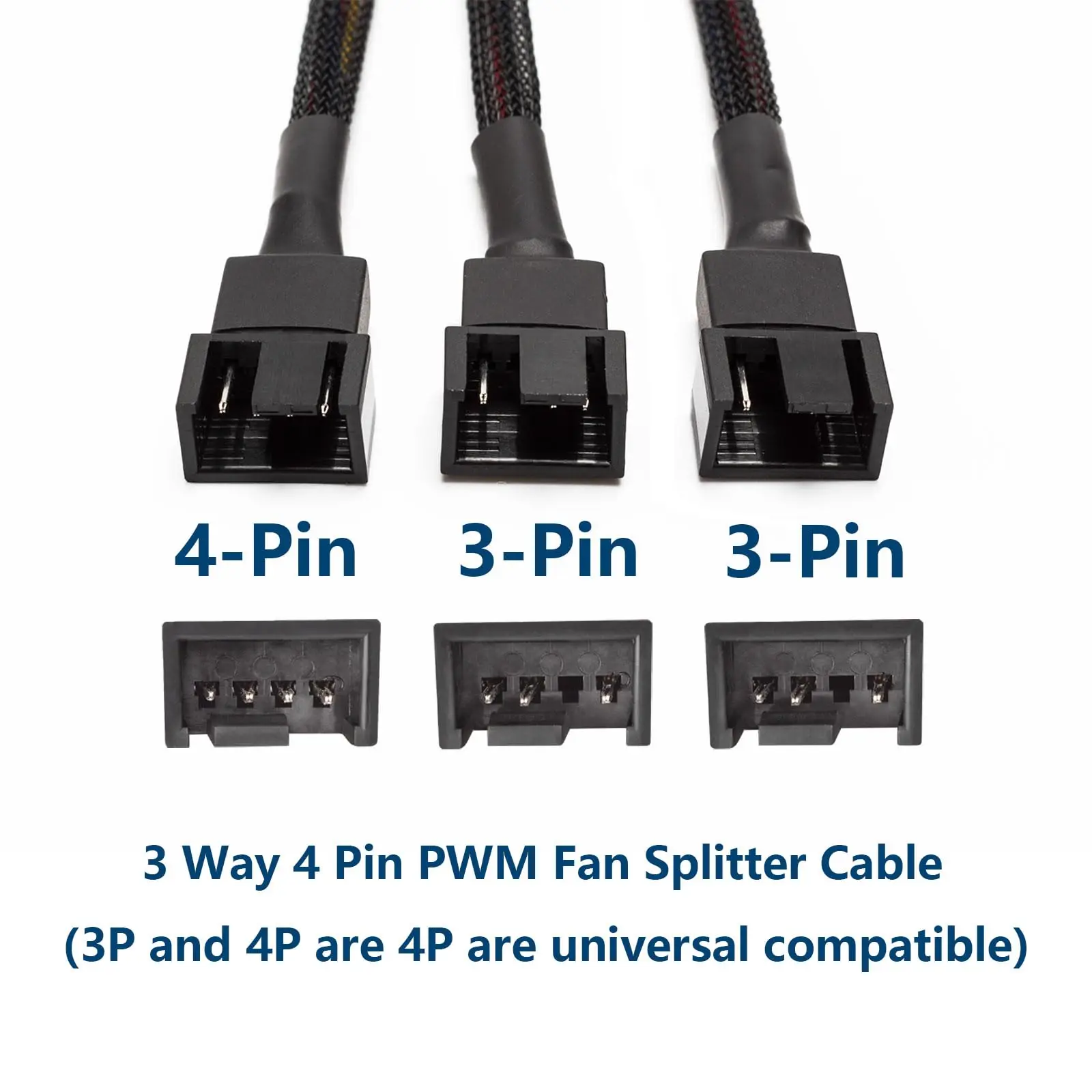 PWM Fan Cable Dteedck 4-pin 1 to 3 Way PWM Fan Splitter Cable Cooled 1 to 2/3/4 Way Tap Sleeve Extension Braided Cable Extension fan connector