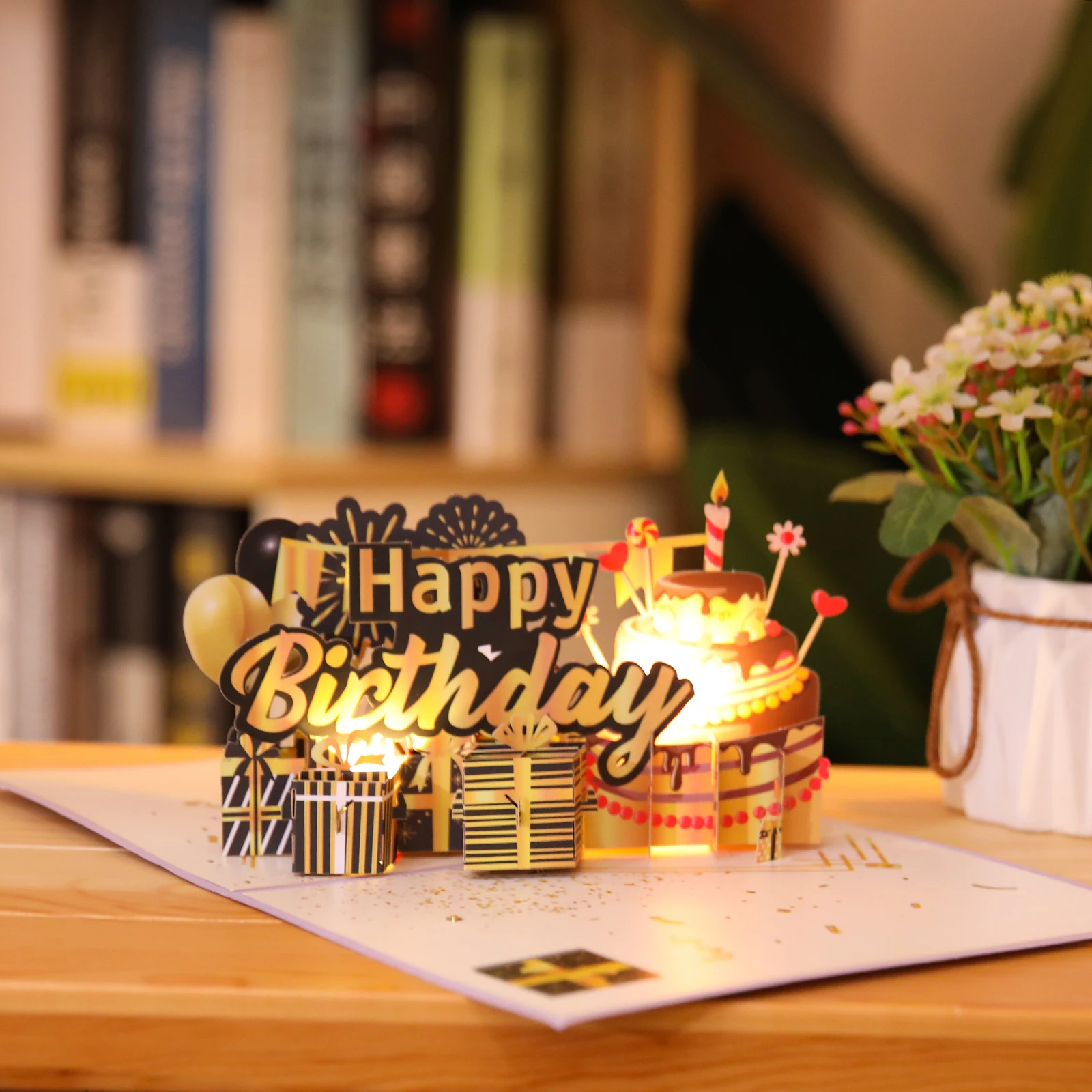 Greeting Cards Musical 3D Pop Up Gift Card Led Music 3D