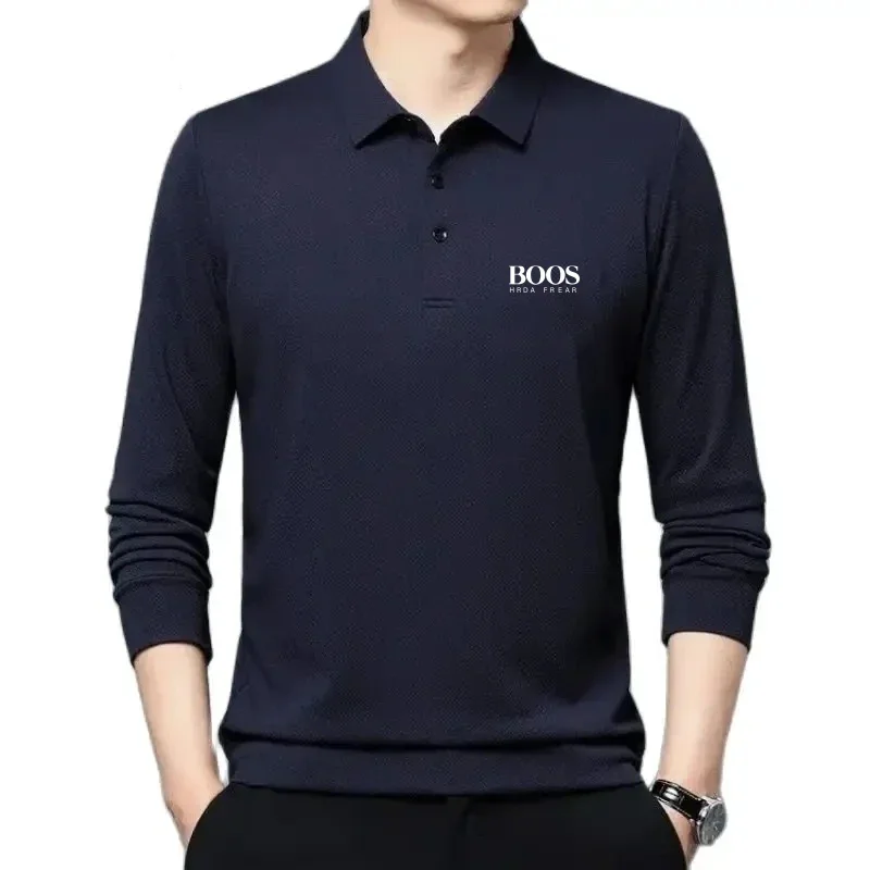 Embroidered Pure Cotton Shirt Men's Long Sleeved Lapel Casual Top Spring and Autumn