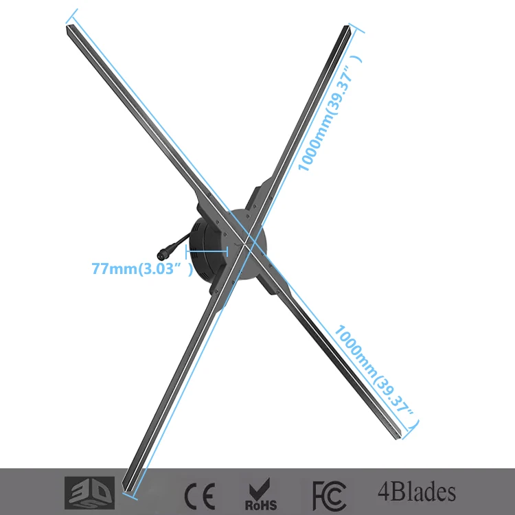 대형 LED 3D 100cm 홀로그램 팬 크리스마스 장식 팬