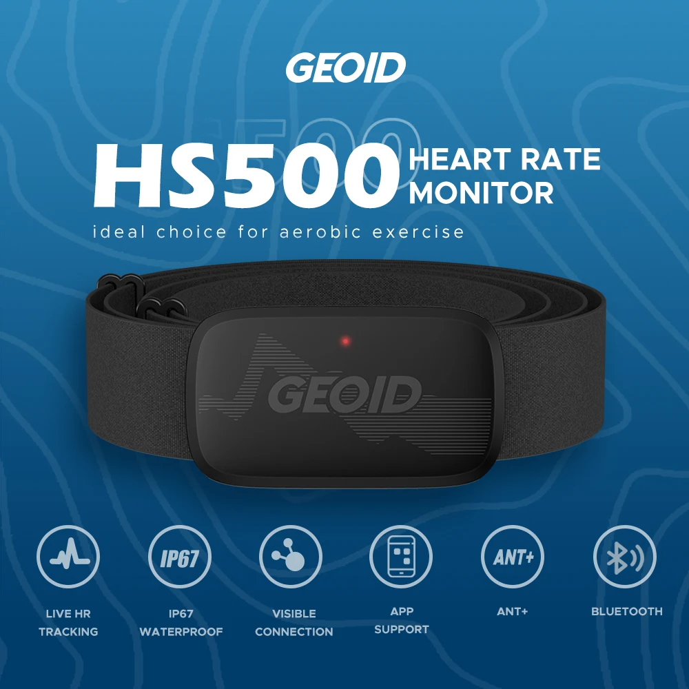 GEOID-심박수 센서 가슴 스트랩 모니터 ANT + 블루투스 벨트, 스포츠 피트니스 모니터 호환 벨트 Wahoo Polar Garmin Cycpl