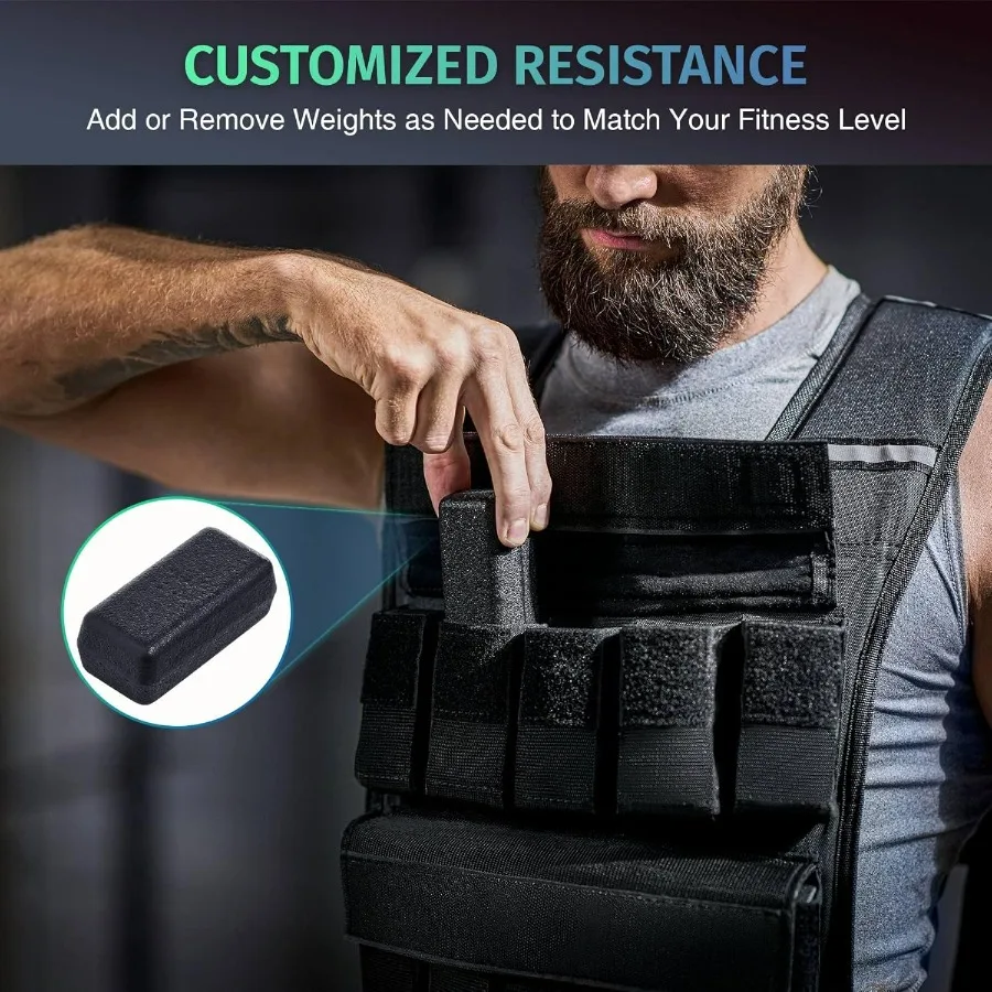 45lb Weighted Vest with Iron Weights for Exercise, Adjustable Weight Vest for Men, Workout Vest for Home Workouts Cardio Strengt