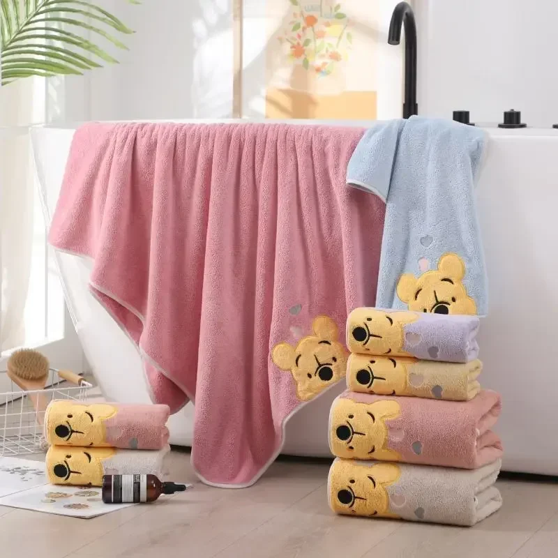 Winnie Bear Towel Bath Towel Set Soft Absorbent Coral Velvet Bath Home Wash Children's Cartoon