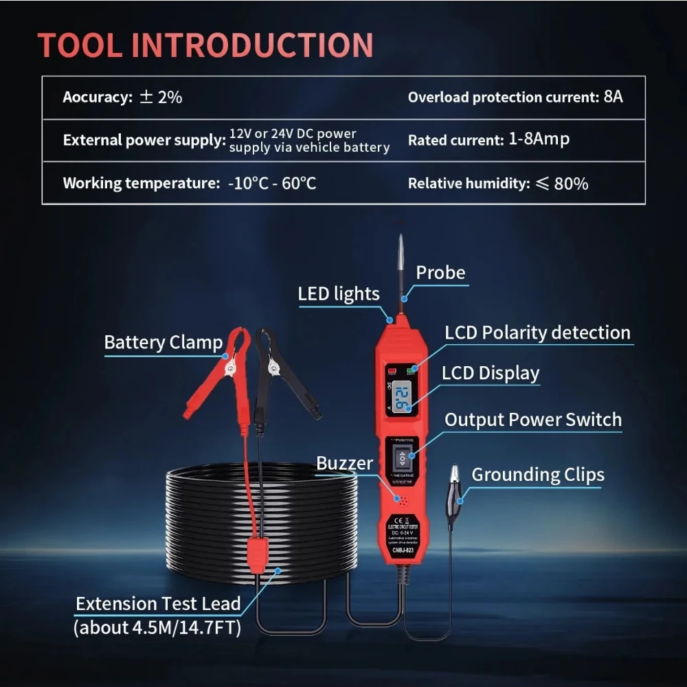 Circuit Tester CNBJ-823 Vehicle Diagnostic Tool with Power Switch