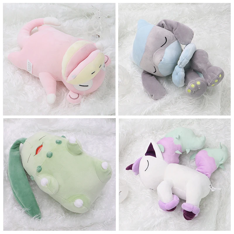 New Pokemon Sleeping Pillows Cubone Chikorita Eevee Galarian Ponyta Soft Stuffed Dolls Cushion Kawaii Lucario Slowpoke Toy Gifts