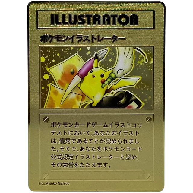 8.8*6.3cm Illustrator Pikachu Generic Gold Card  Metal Card Toys - 8.8  6.3cm Pokemon - Aliexpress