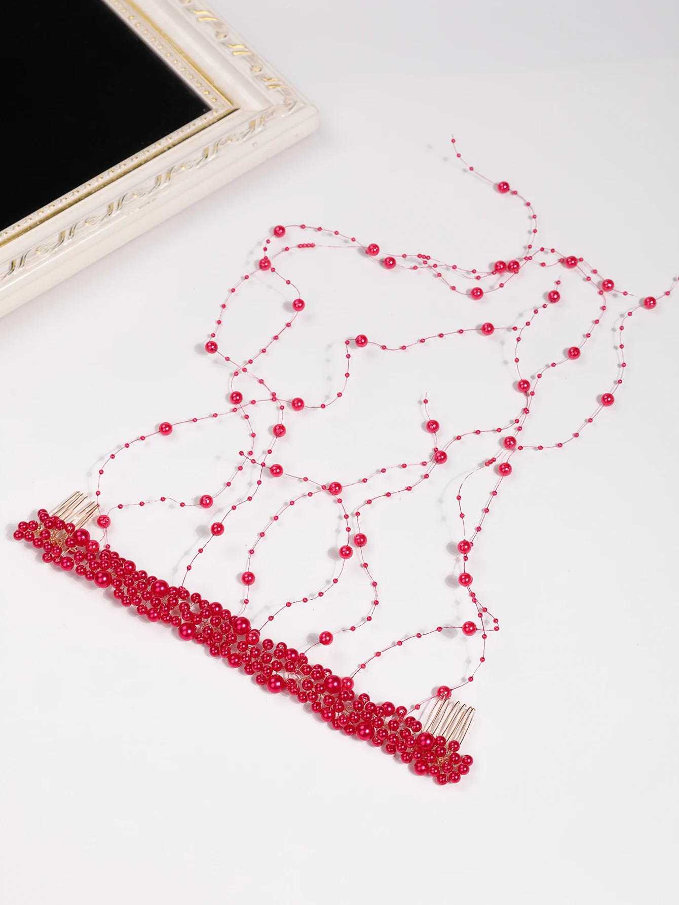 Elegant Bridal Pearl Hair Accessories - Handmade Tassel Combs & Floral Wavy Hairbands