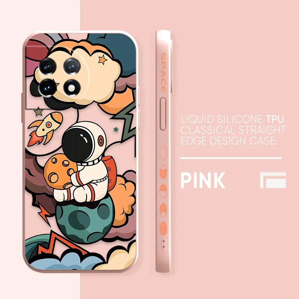 thumbnail image 1 of Case For Oneplus 5 6 9 9R 8 8T 7 7T A3 2 2V NORD 3 2 Lite Pro Simple Liquid Silicone Case Cartoon Spa3 Astronaut, 1 of 5
