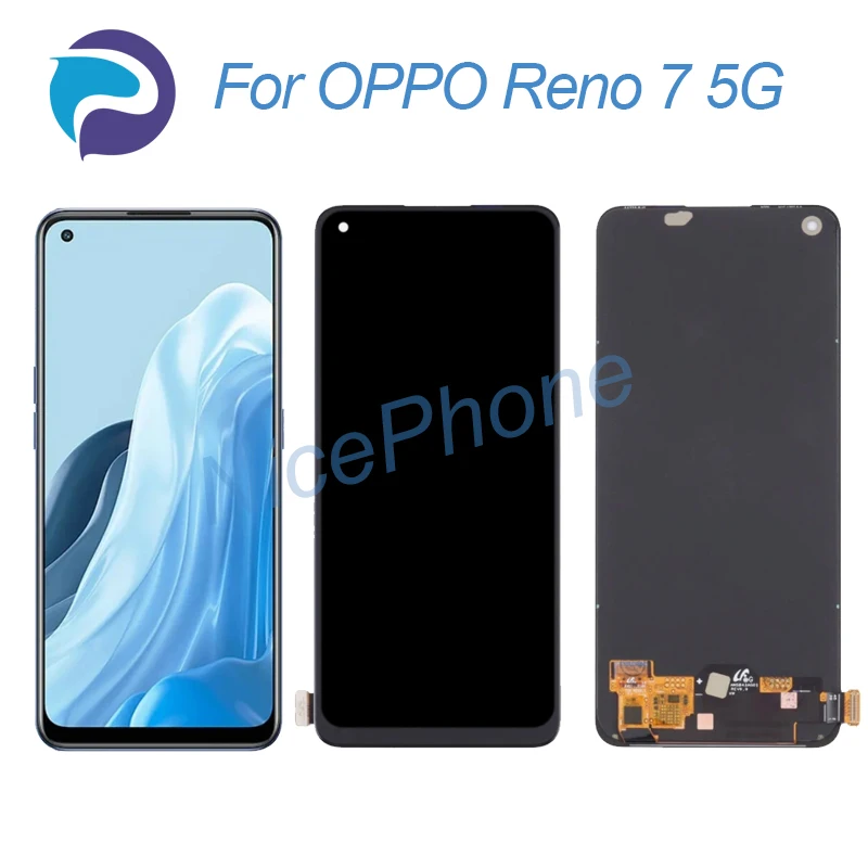 

Для OPPO Reno 7 5G LCD дисплей кодирующий преобразователь сенсорного экрана в сборе Замена 6,43 "CPH2371 Reno 7 5G экран LCD