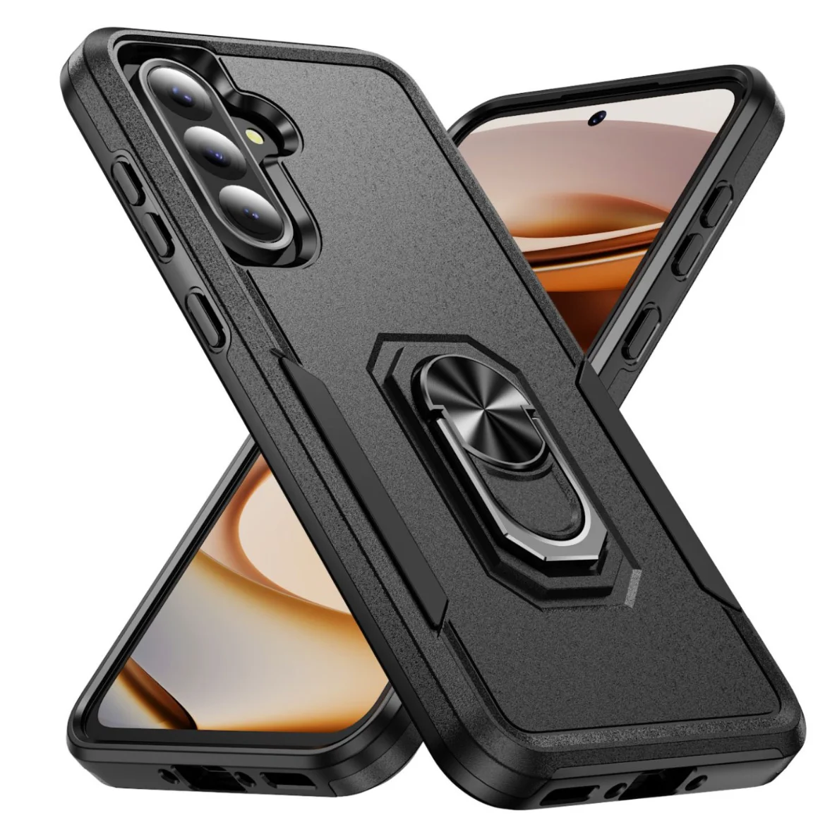 Rugged Military Armor Ring Bracket Phone Case - Dual Layer Shockproof Protection Cover