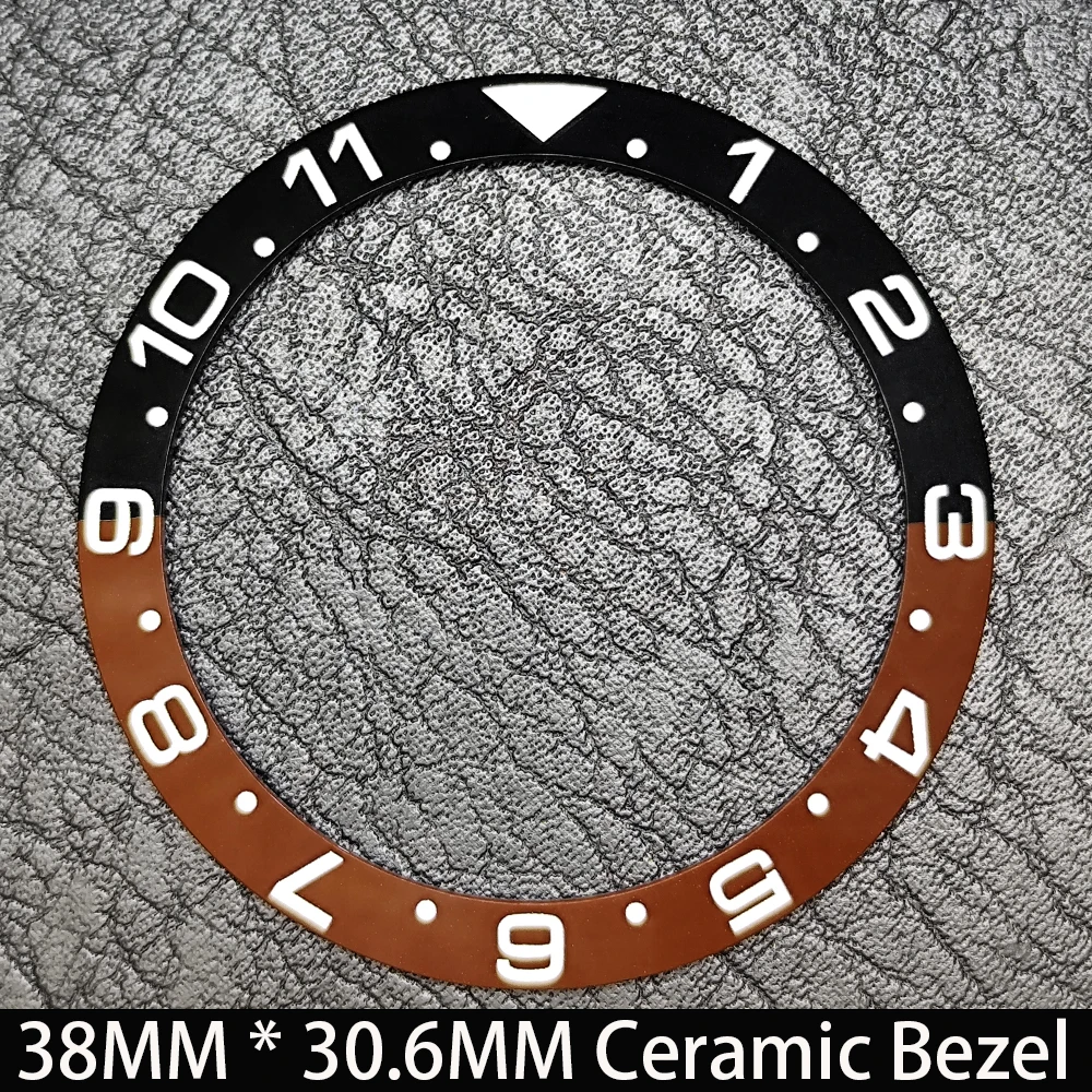 Elegant Blue Luminous Bezel GMT and Diving Watch Insert, Sloping 38mm x 30.6mm Ceramic/Aluminum