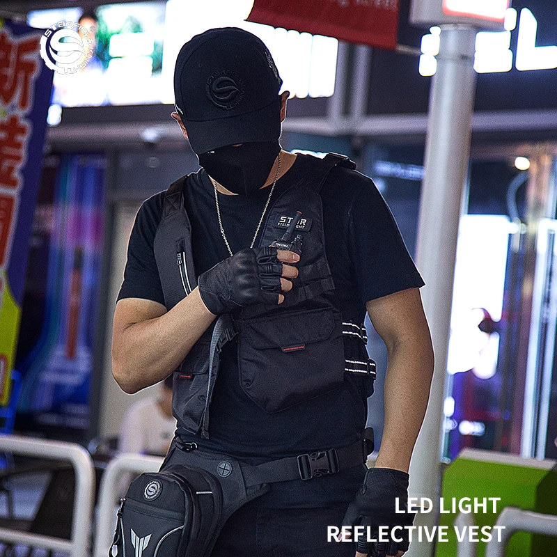 LED 빛 반사 조끼 오토바이 타기 조끼 자켓 여름 남성과 여성의 사계절 안전 조끼 캐주얼