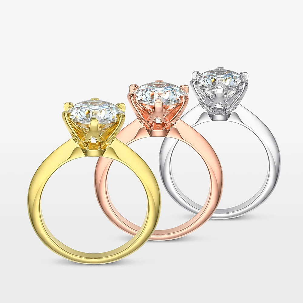Wedding Rings Real 3 Carats D Color Moissanite 925 Sterling Silver For Women Engagement Party Fine Jewelry