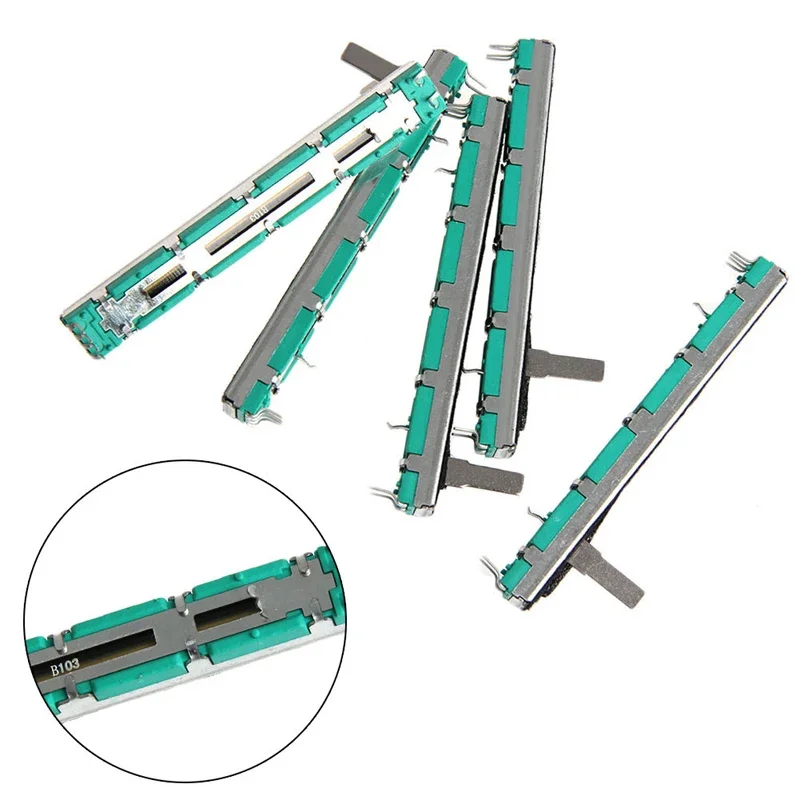 Potentiometer Kit 5 Pcs 75 MM Double B10K Original B10KX2 Pot Mixer Fader Straight slide potentiometer