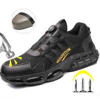Rotating Button Safety Shoes Men Steel Toe protection Boots Breathable Lightweight Men Construction Safety Work Shoes Sneakers