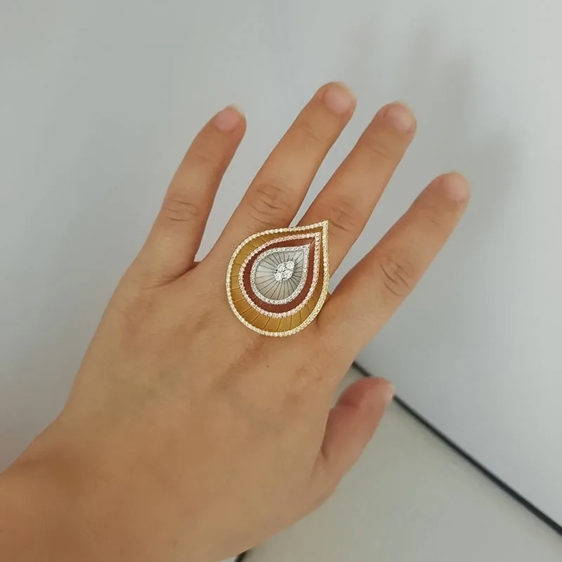 100%  Original Design Dazzdelic AAA Cubic Zirconia Waterdrop Luxury  Ring For Women Dating And Party