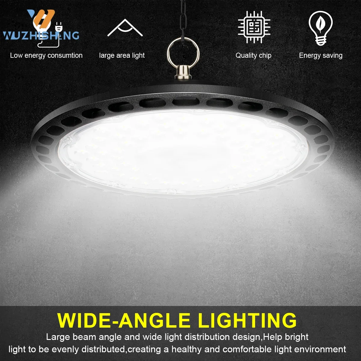 200W 6500K UFO LED High Bay Lights AC 80-260V IP65 Waterproof Commercial Industrial Market Warehouse Garage Workshop Garage Lamp
