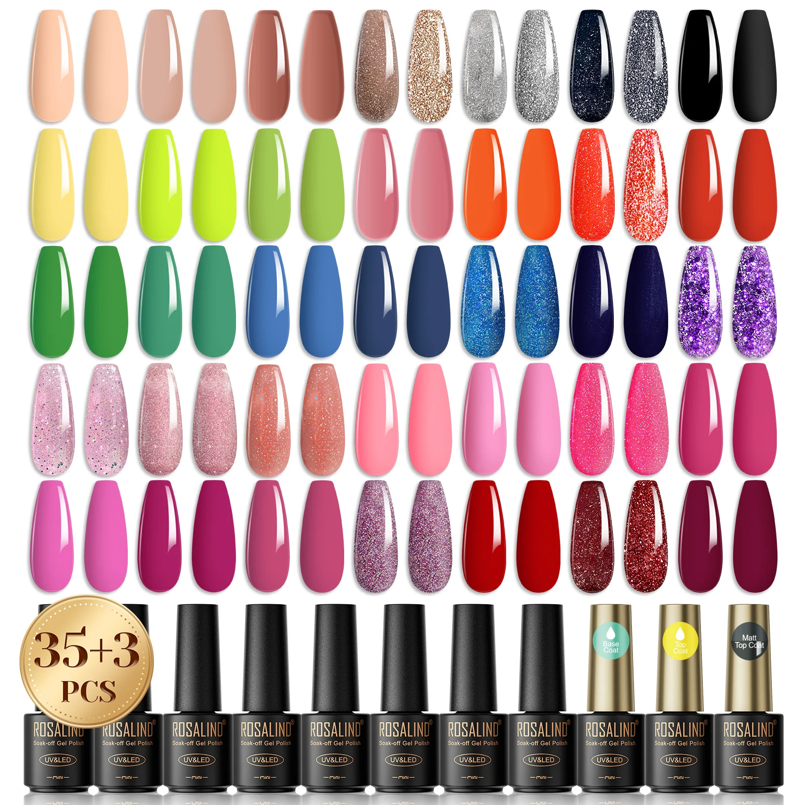 ROSALIND gel nail polish set Semi Permanent Manicure Soak Off Kits gel polish pink For Nail Art esmaltes de gel profesional 6