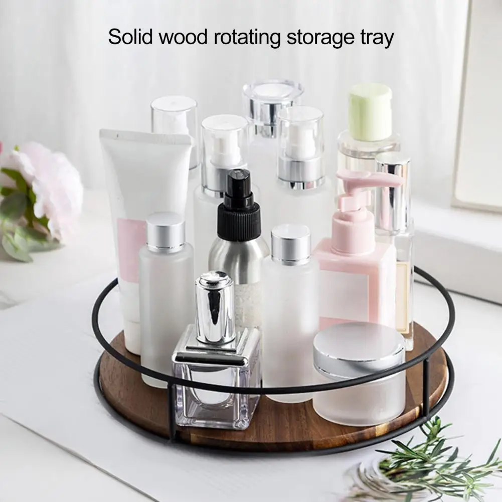 Spice Rack Organizer Storage Tray Wooden Turntable Kitchen Organizer for Countertop Storage 360-degree Rotation Tray