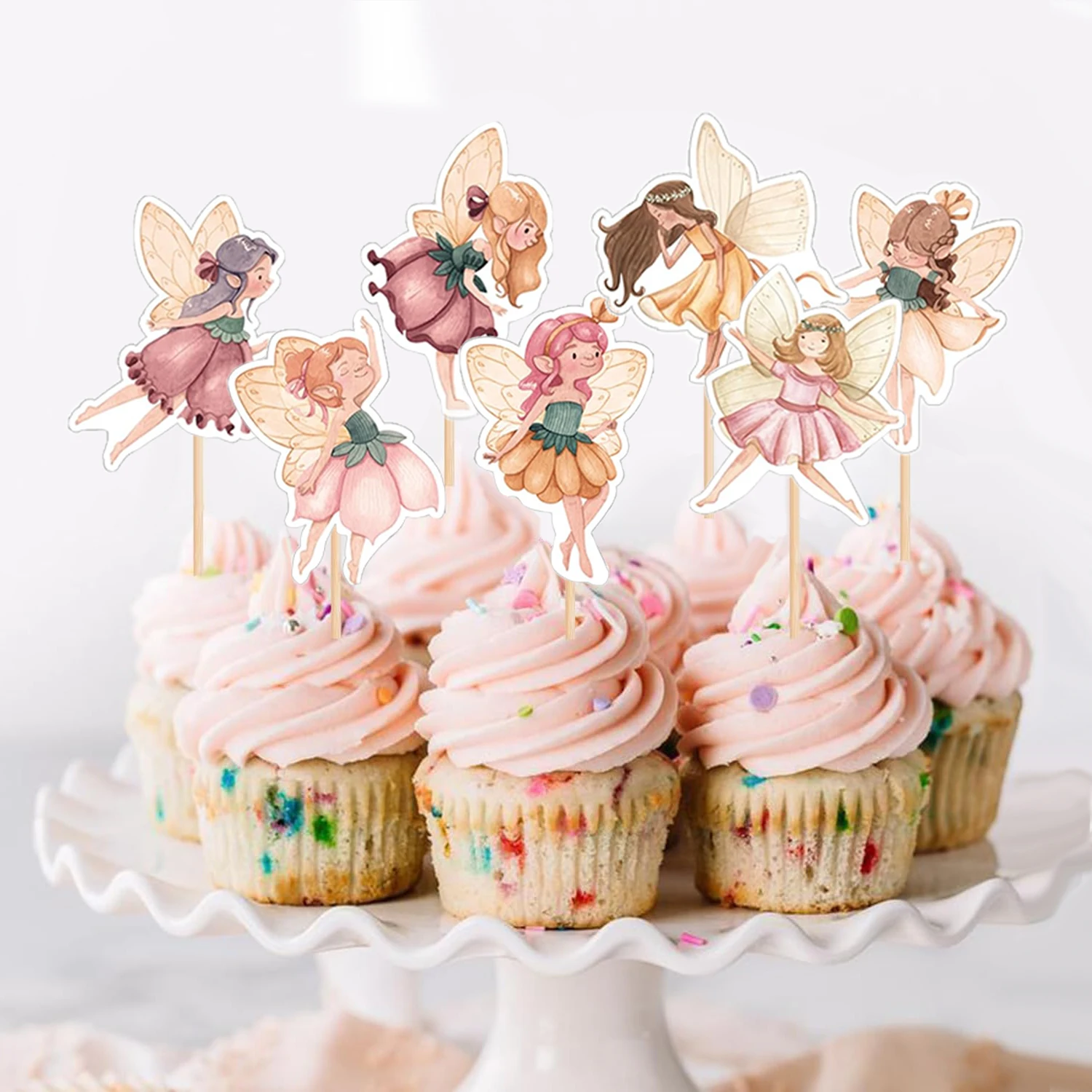 Description Picture 6 of item24PCS Fairy Cupcake Toppers Fairies Party Cake Picks Garden Birn Birthday Party Decorations for Elves Theme Baby Shower Supplies