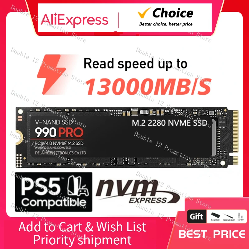

2024 Hot 990 PRO PCIe 4.0 NVMe 4.0 M.2 2280 1TB 2TB 4TB SSD Internal Solid State Hard Drive For Laptop Desktop PS5 PC Computer