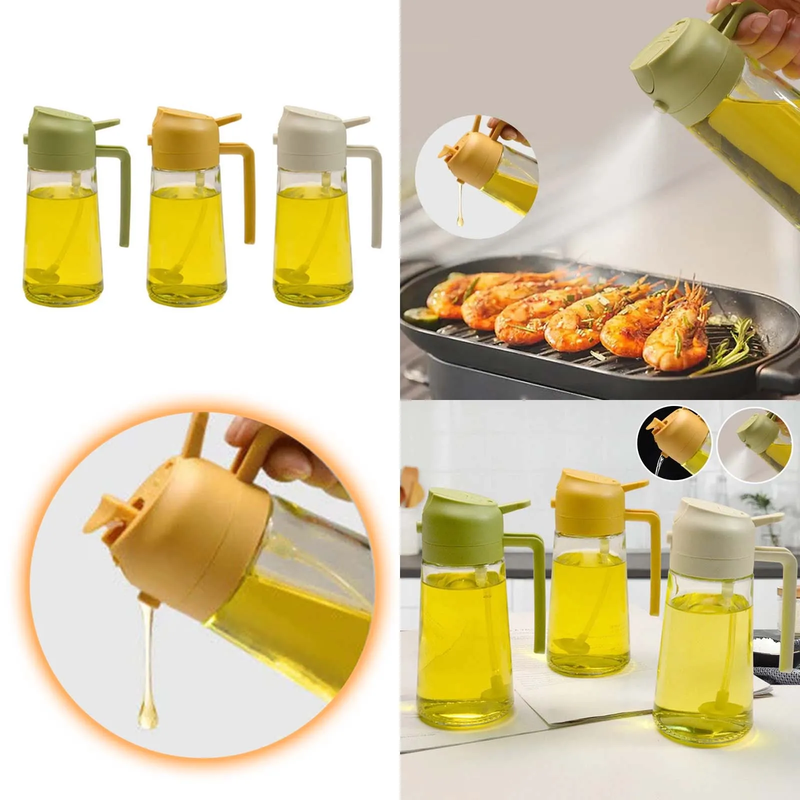 

450ml 2 In 1 Oil Spray Bottle Bbq Cooking Olive Oil Sprayer Kitchen Baking Oil Spray Empty Bottle Vinegar Bottle Oil Dispenser