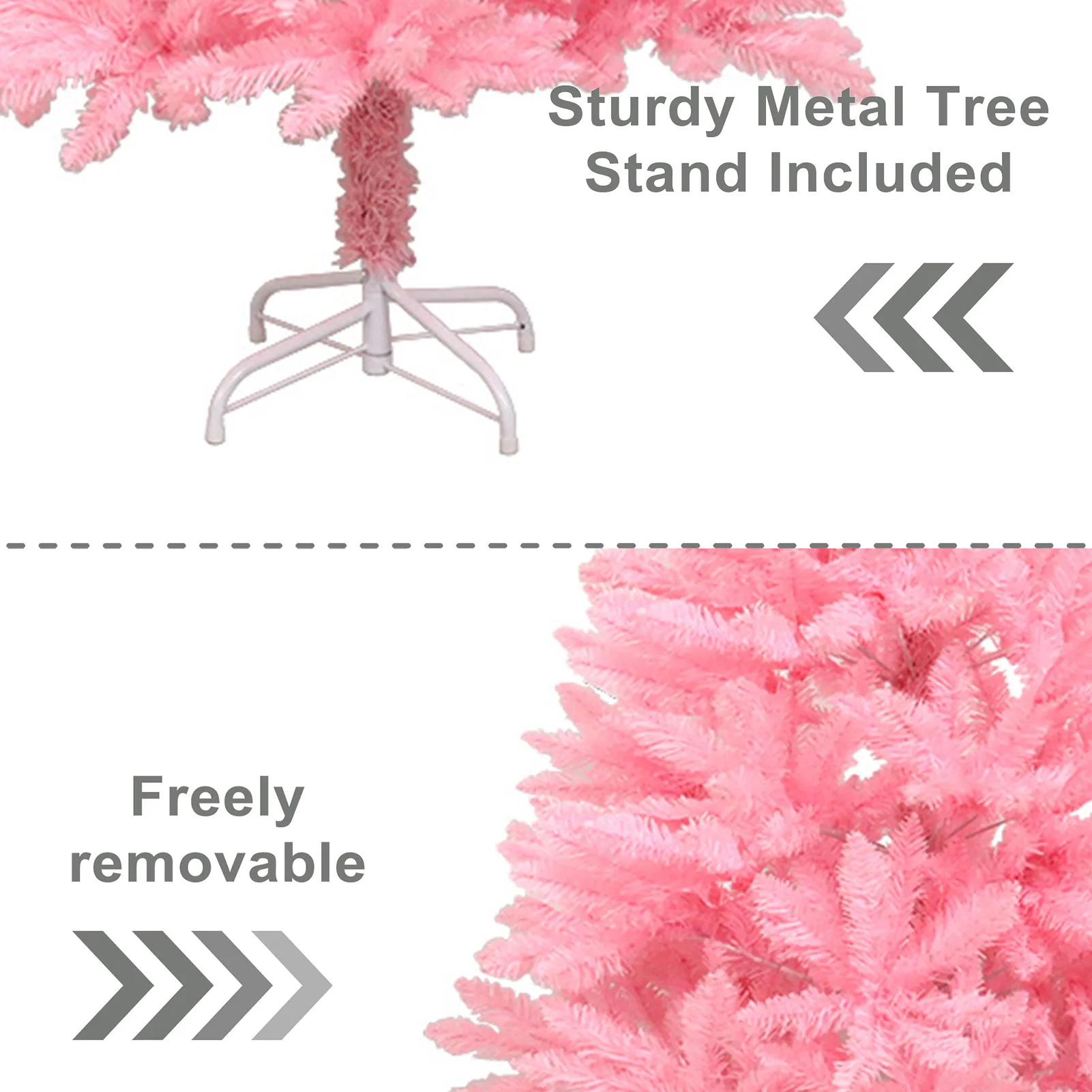 1.8m/6ft Pink/White Artificial Christmas Pine Tree Seasonal Holiday Carnival Decoration for Office, Party, Indoor,Outdoor 5