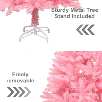 1.8m/6ft Pink/White Artificial Christmas Pine Tree Seasonal Holiday Carnival Decoration for Office, Party, Indoor,Outdoor 5