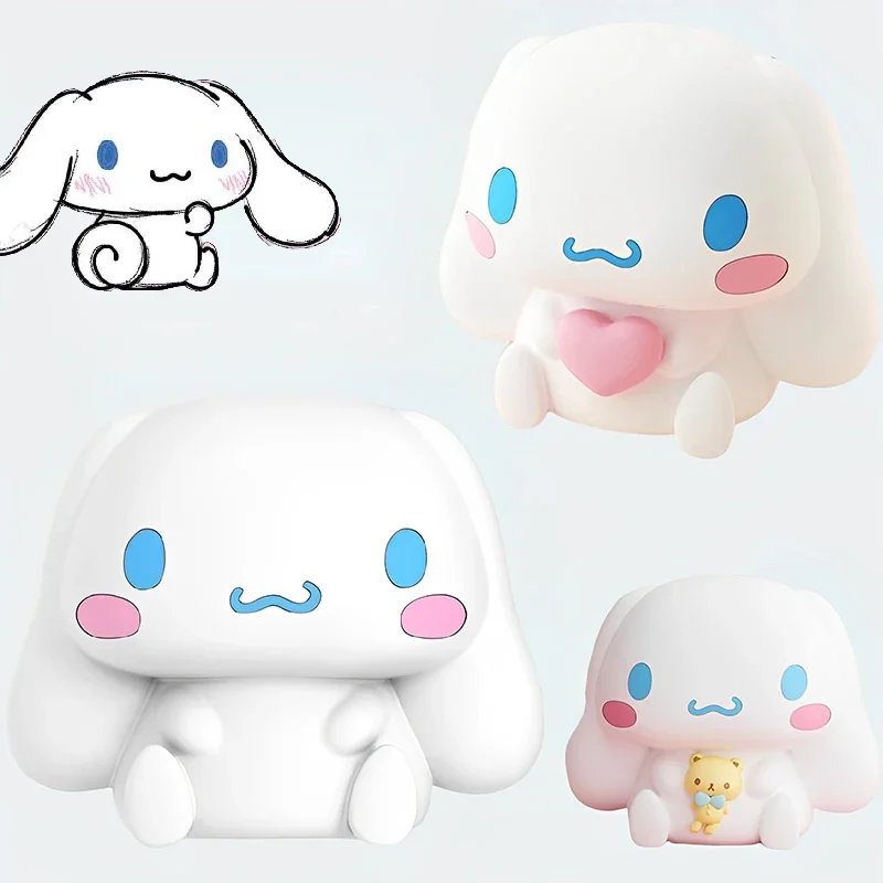 

Kawaii Sanrio Cinnamoroll, ночник, мультяшная трехскоростная Регулируемая Настольная лампа для защиты глаз, силиконовый сенсорный экран для сна