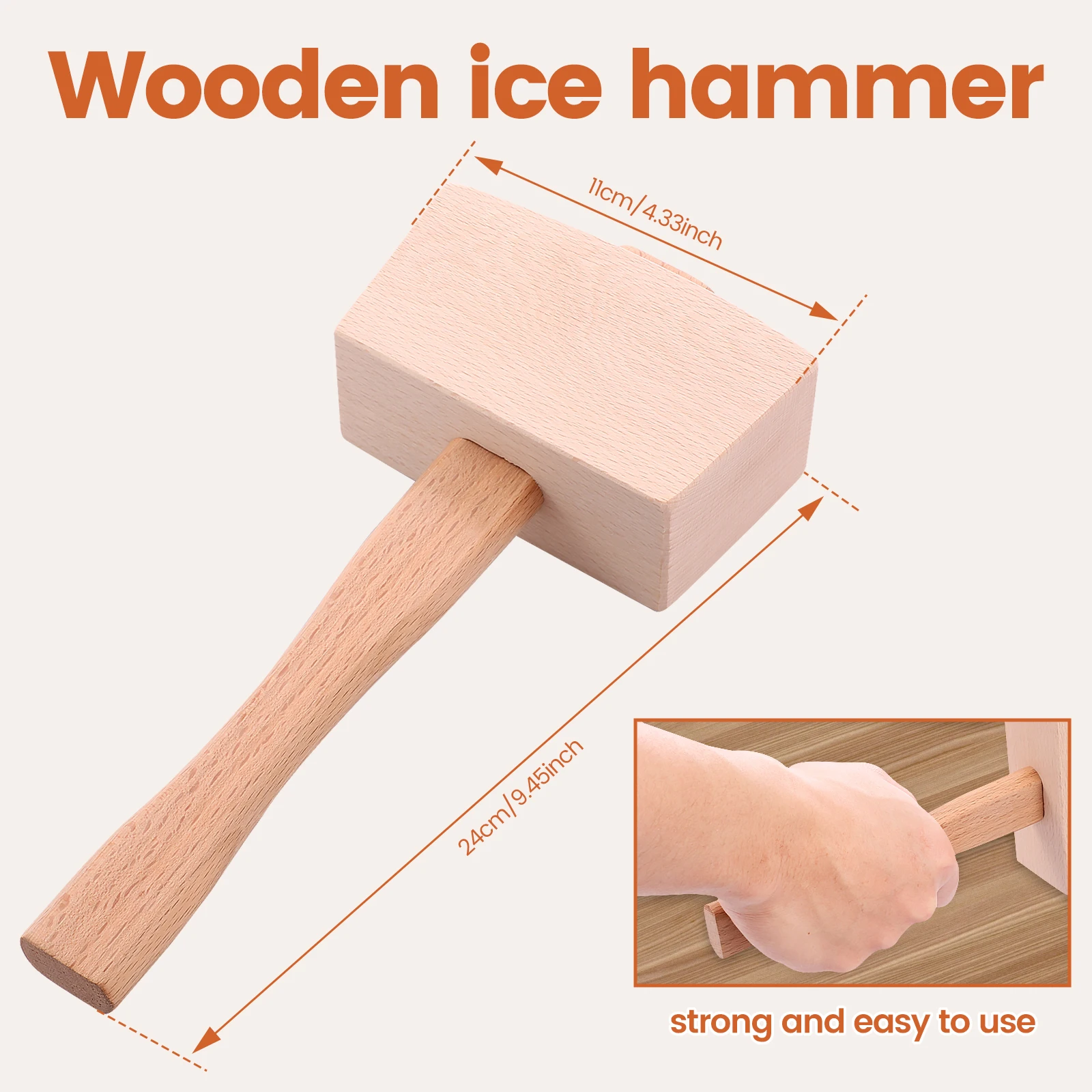 Cotton Crushed Ice Bag and Wooden Ice Mallet Set Manual Reusable Bag Crusher Bartender Tool Kit Household Bar Tool Accessory