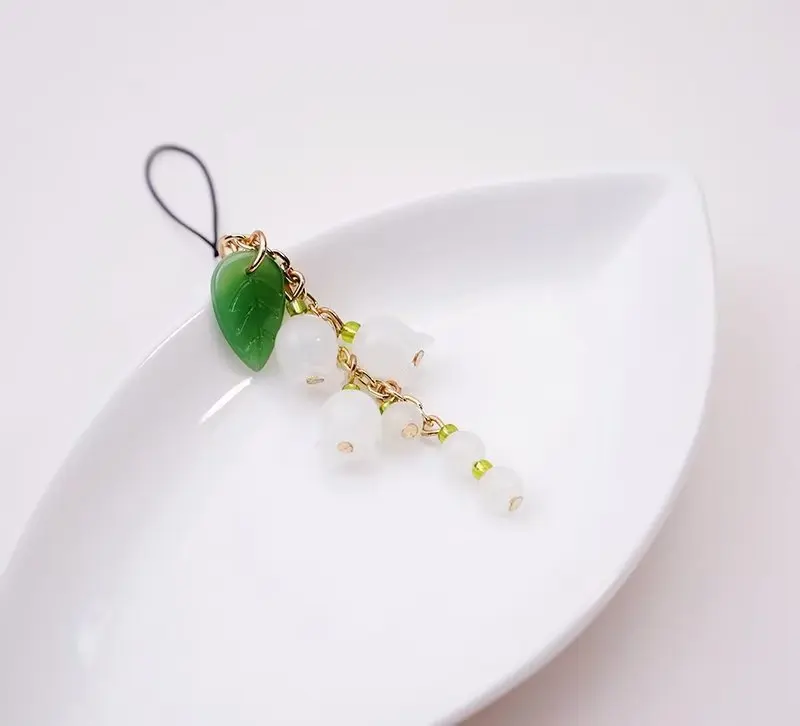 Exquisite Lily of the Valley Mobile Phone Lanyard Women Key Chain Pendant Pendant Jade Pendant Small Pendant Mobile Phone Chain