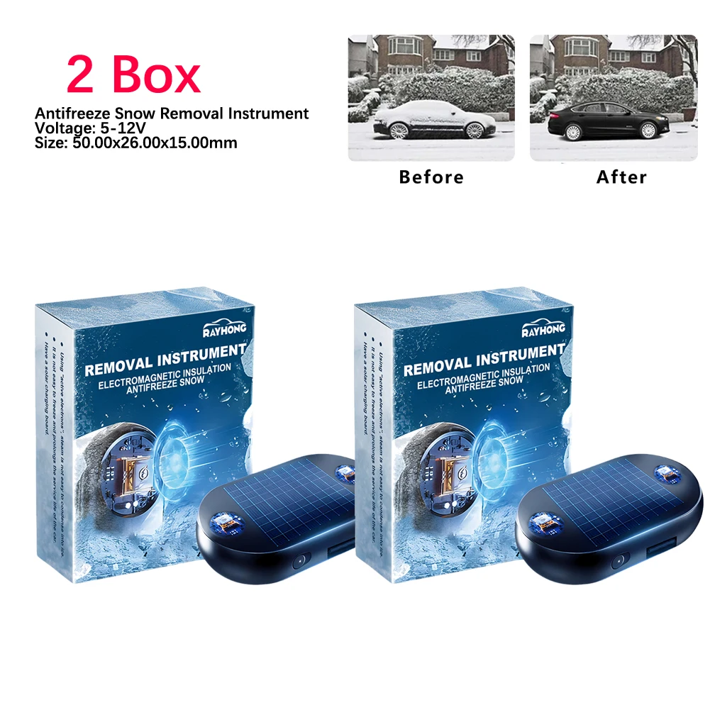 GUSHE 2-Pack Electromagnetic Snow Remover – Solar-Powered Car Windshield Defroster & Ice Preventer