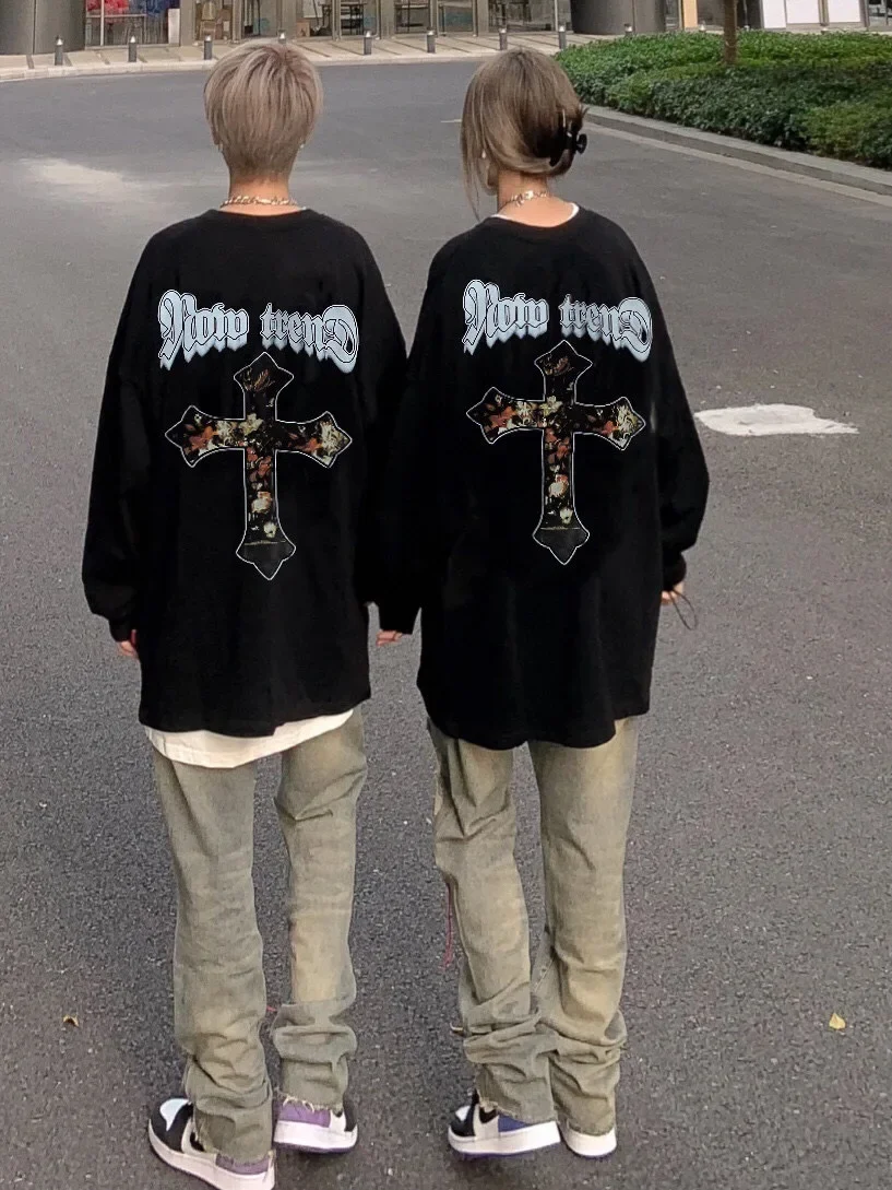 

Fashion Long sleeved T-shirt [Poison Home Correct Version] Chrome Hearts Contrast Flower Cross Long sleeved T Luxury