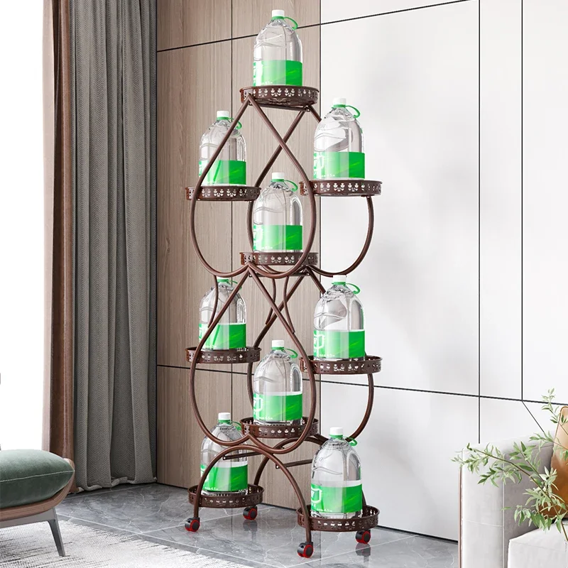 European Type Simple Multi-layer Iron Art With Wheel Landing Type Plant Frame Living Room Balcony Heart Shaped Flower Frame